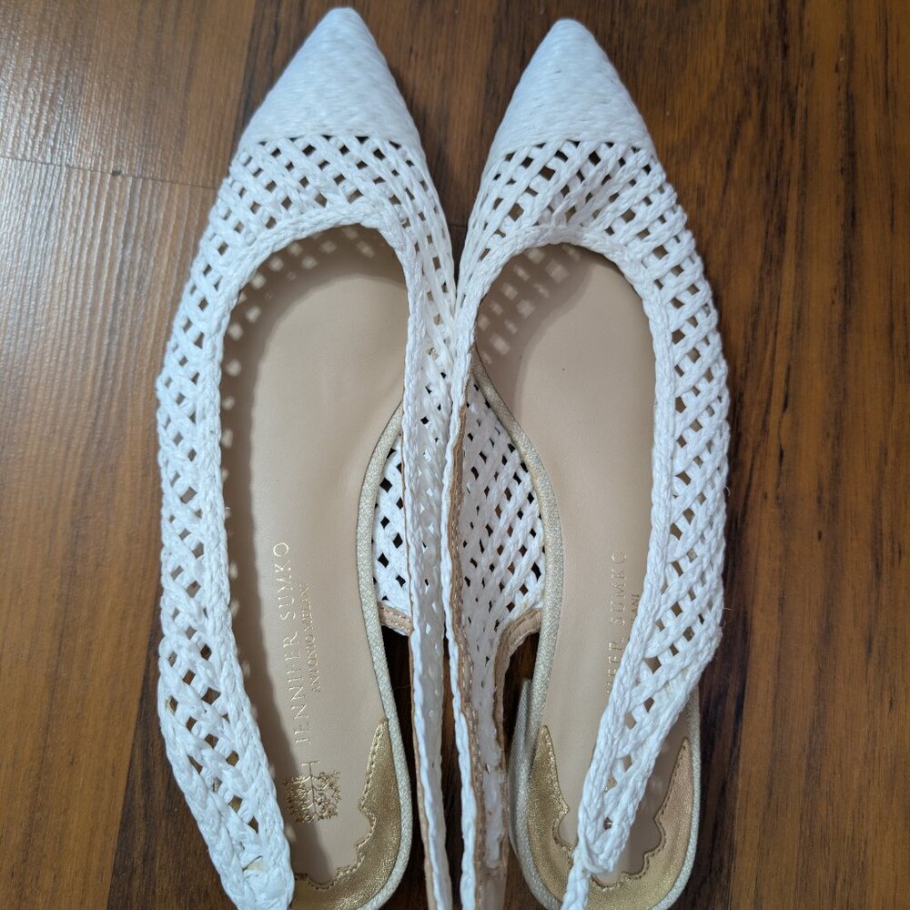 Antonio Melani x Jennifer Sumko White Lace Up Flat Sling Back Size 8.5 - Picture 5 of 9